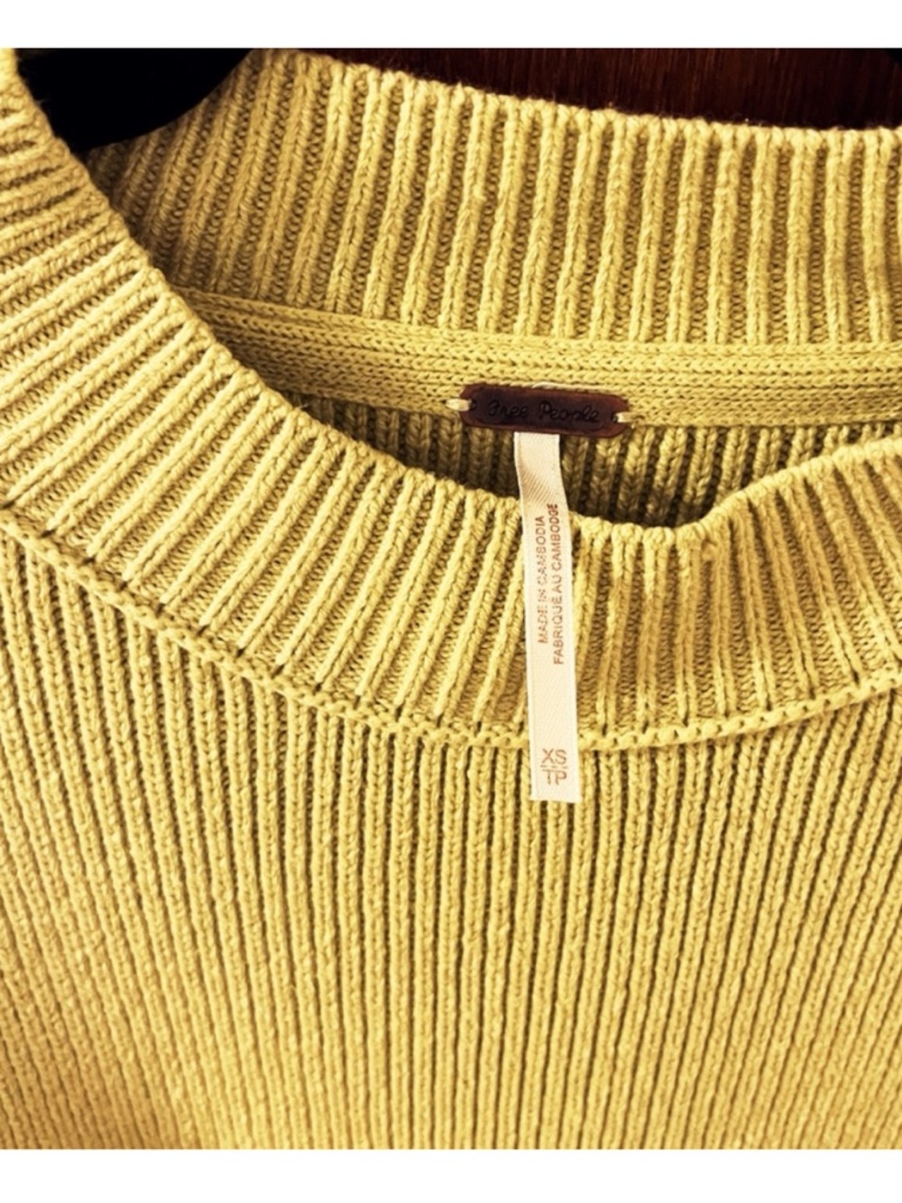 FREE PEOPLE Easy Street Tunic Sweater Pullover Knit Golden Mist NWOT Size XS - Picture 3 of 6